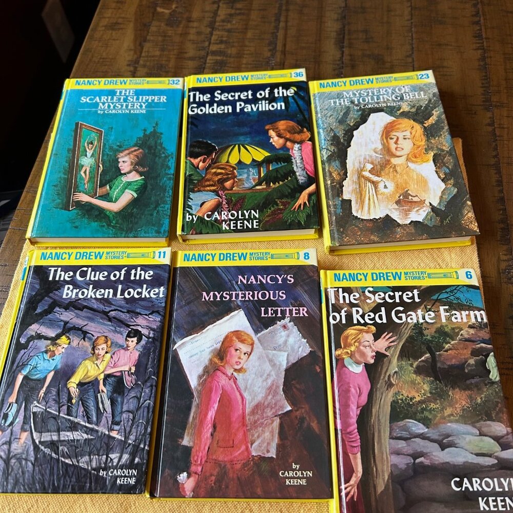Vintage  Nancy Drew  mystery hardcover books lot of six  ex cond